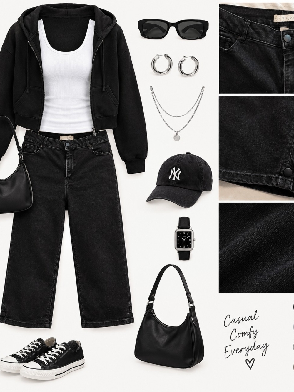 Women's Black Cropped Stretch Jeans